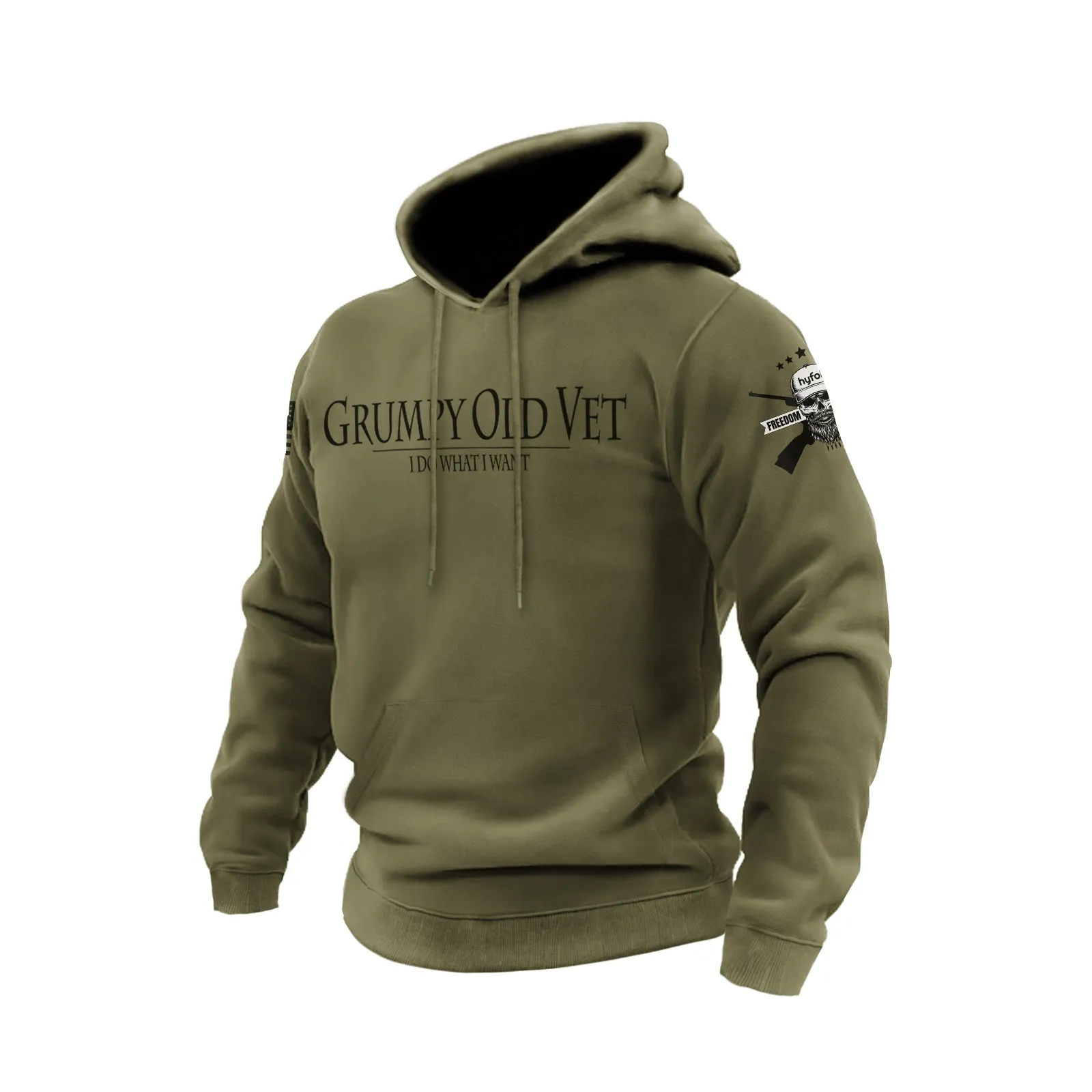 GRUMPY OLD VET COTTON GRAPHIC HOODIE