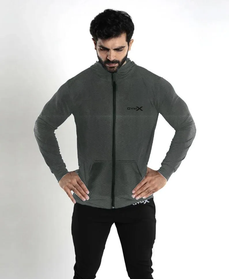 GymX  grey full sleeves Hoodie - Sale