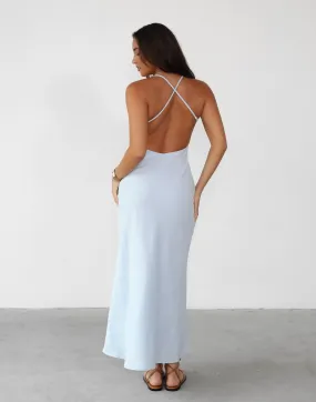 Haylie Linen Maxi Dress (Sky)