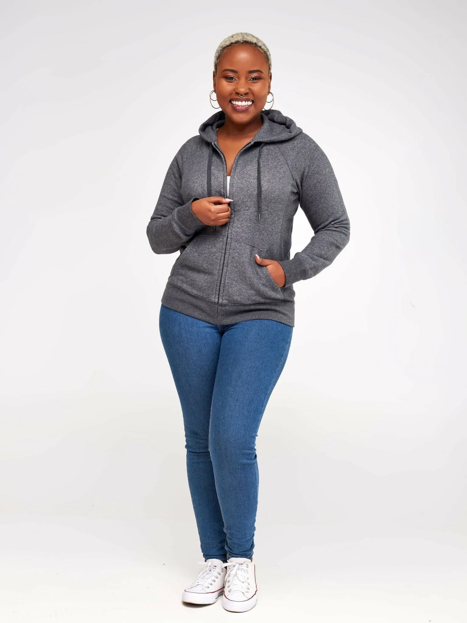 Hessed Zip Up Unisex Hoodies - Dark Grey