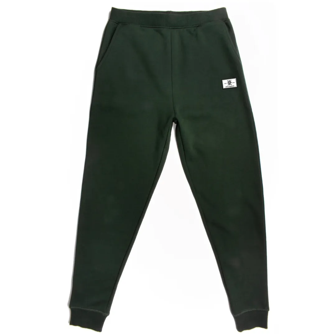 Jogging unisexe dark green - Patch blanche