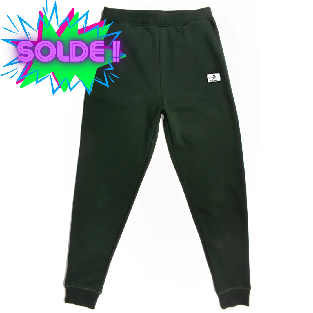 Jogging unisexe dark green - Patch blanche