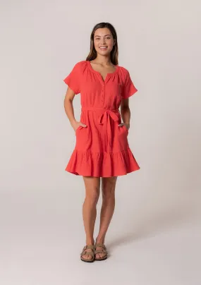 Julia Gauze Mini Dress, Flame