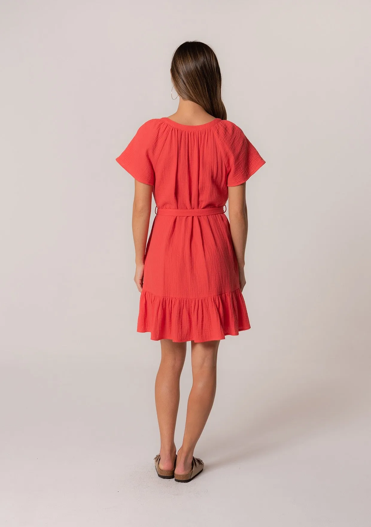 Julia Gauze Mini Dress, Flame