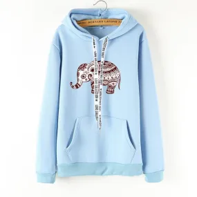 Ladies Long Sleeve Elephant Hoodies