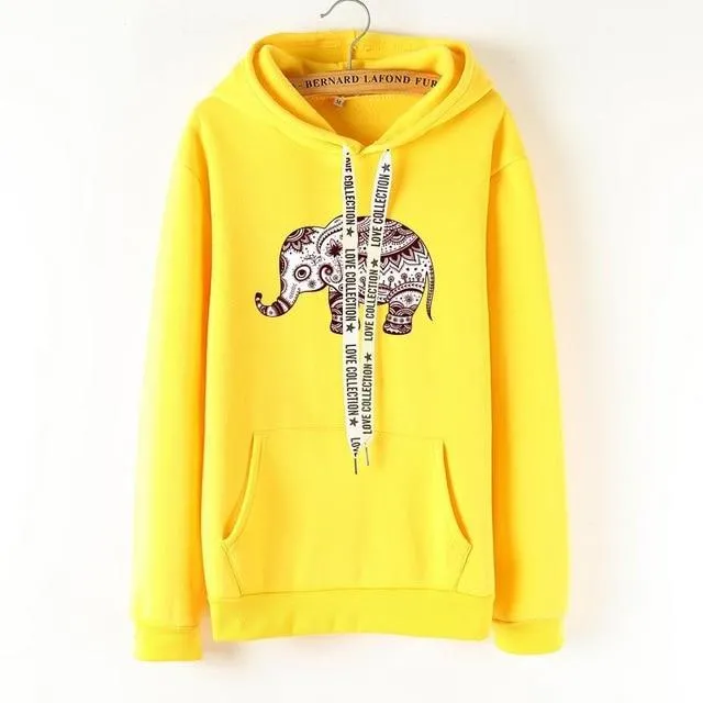 Ladies Long Sleeve Elephant Hoodies