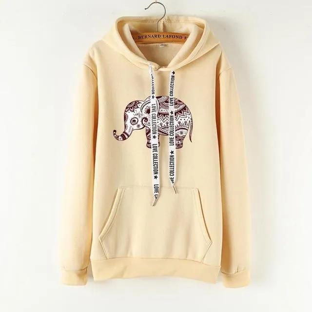 Ladies Long Sleeve Elephant Hoodies