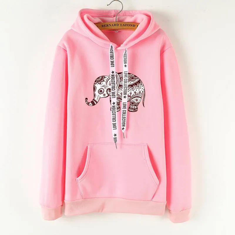 Ladies Long Sleeve Elephant Hoodies