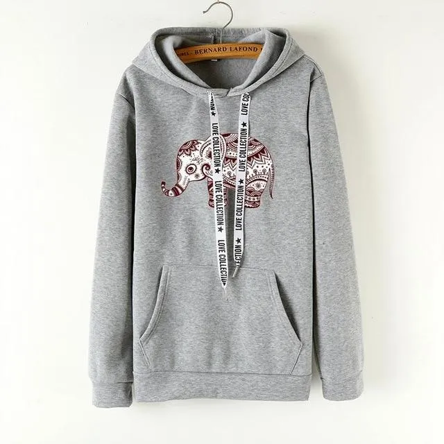 Ladies Long Sleeve Elephant Hoodies