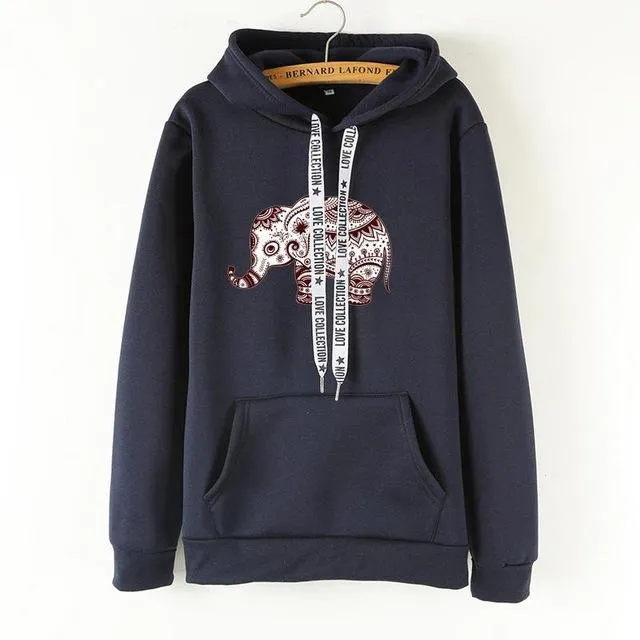 Ladies Long Sleeve Elephant Hoodies