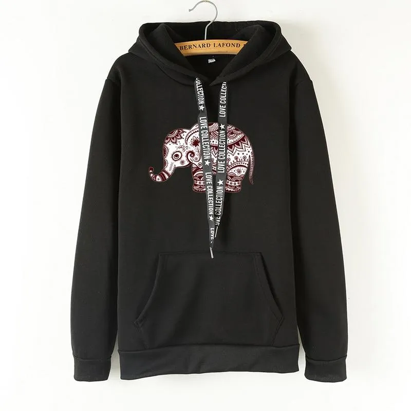 Ladies Long Sleeve Elephant Hoodies