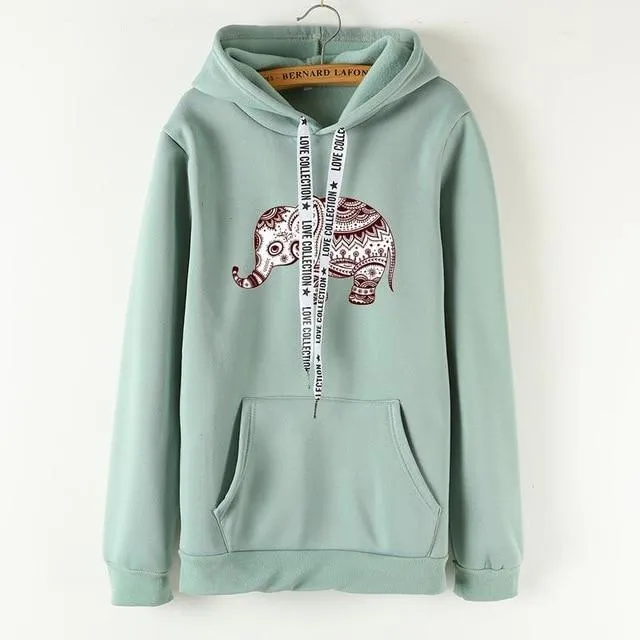 Ladies Long Sleeve Elephant Hoodies