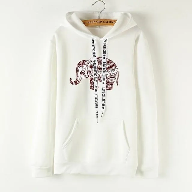 Ladies Long Sleeve Elephant Hoodies