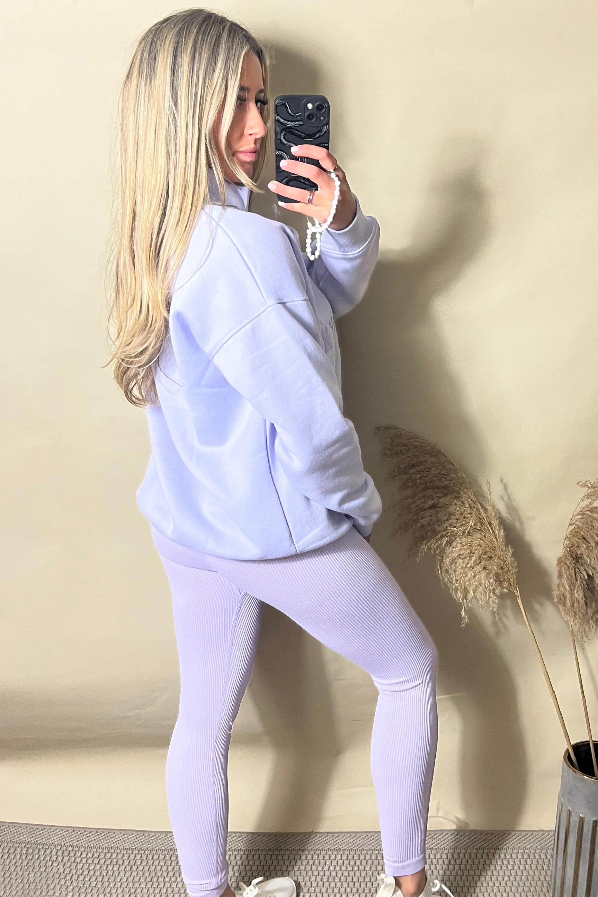 Lilac Brooklyn Half Zip Relaxed Fit Sweatshirt