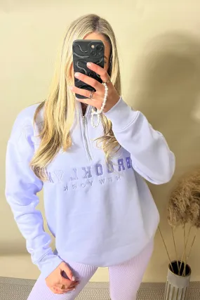 Lilac Brooklyn Half Zip Relaxed Fit Sweatshirt