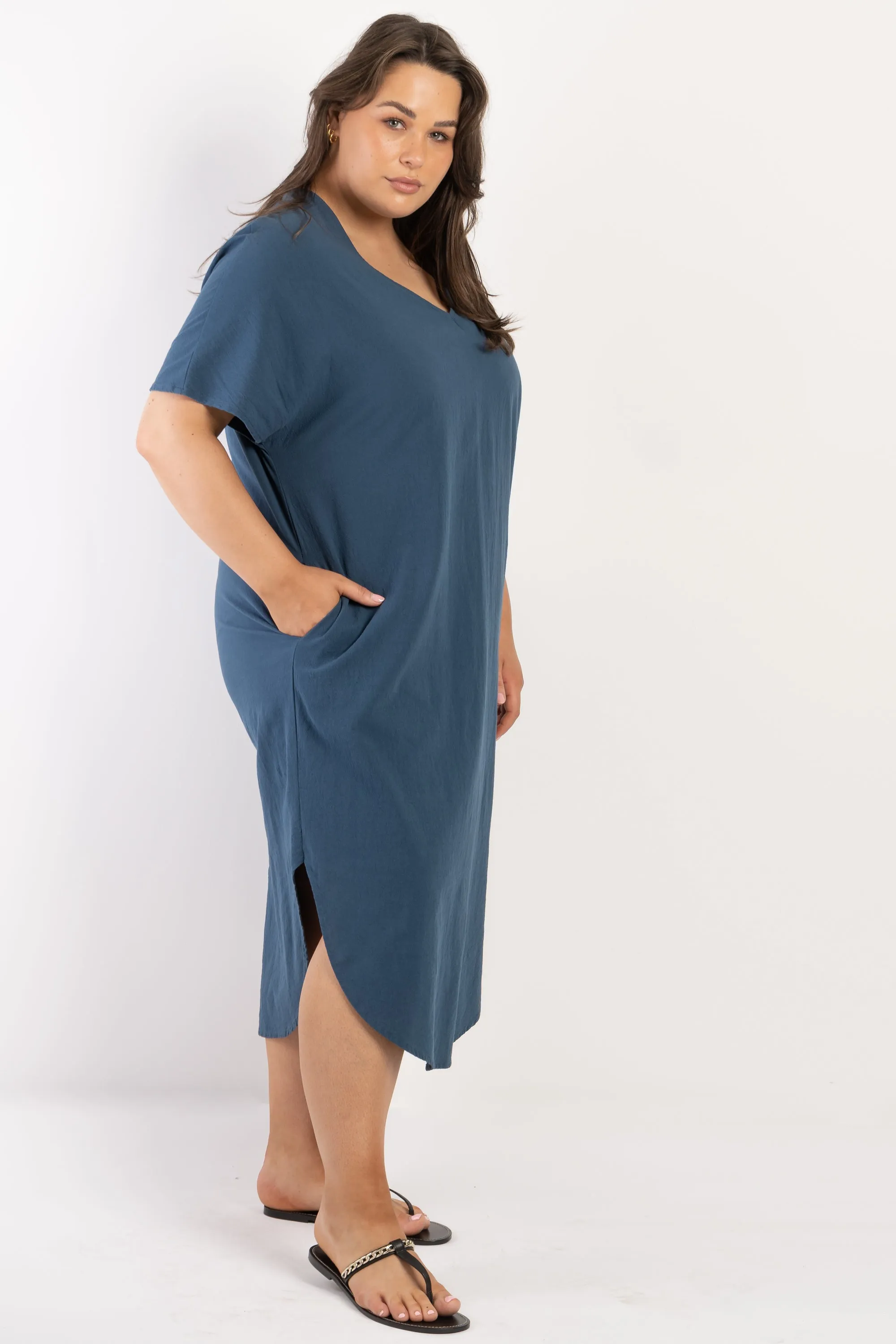 Love To Love You Linen Dress -Teal