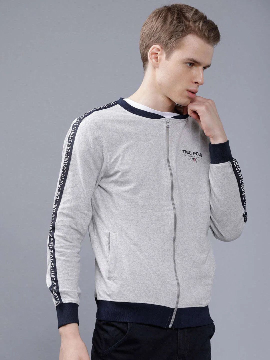 Men Baseball Collar Sweatshirt