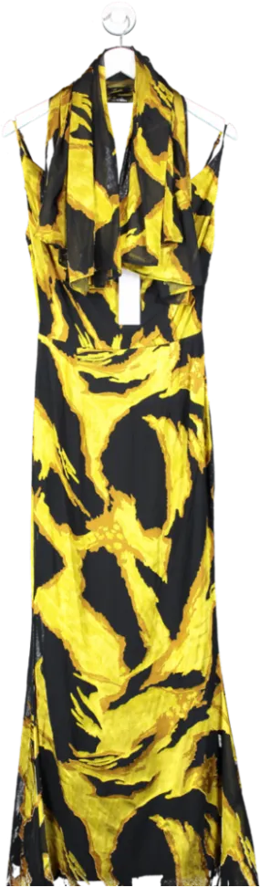 Millie Modelli Yellow Picasso Printed Maxi Dress & Headscarf UK XXS