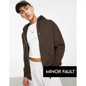 (Minor Fault) Brown Oversized Zipper Hoodie