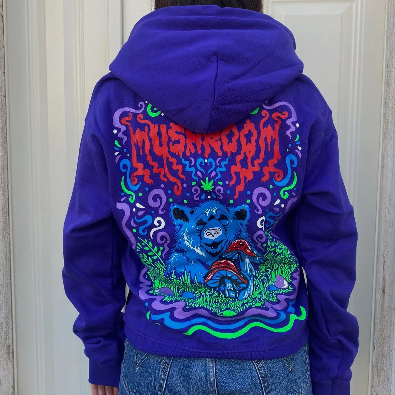 Mushroom Wolf Print Men's Hoodie 23012-35 Purple