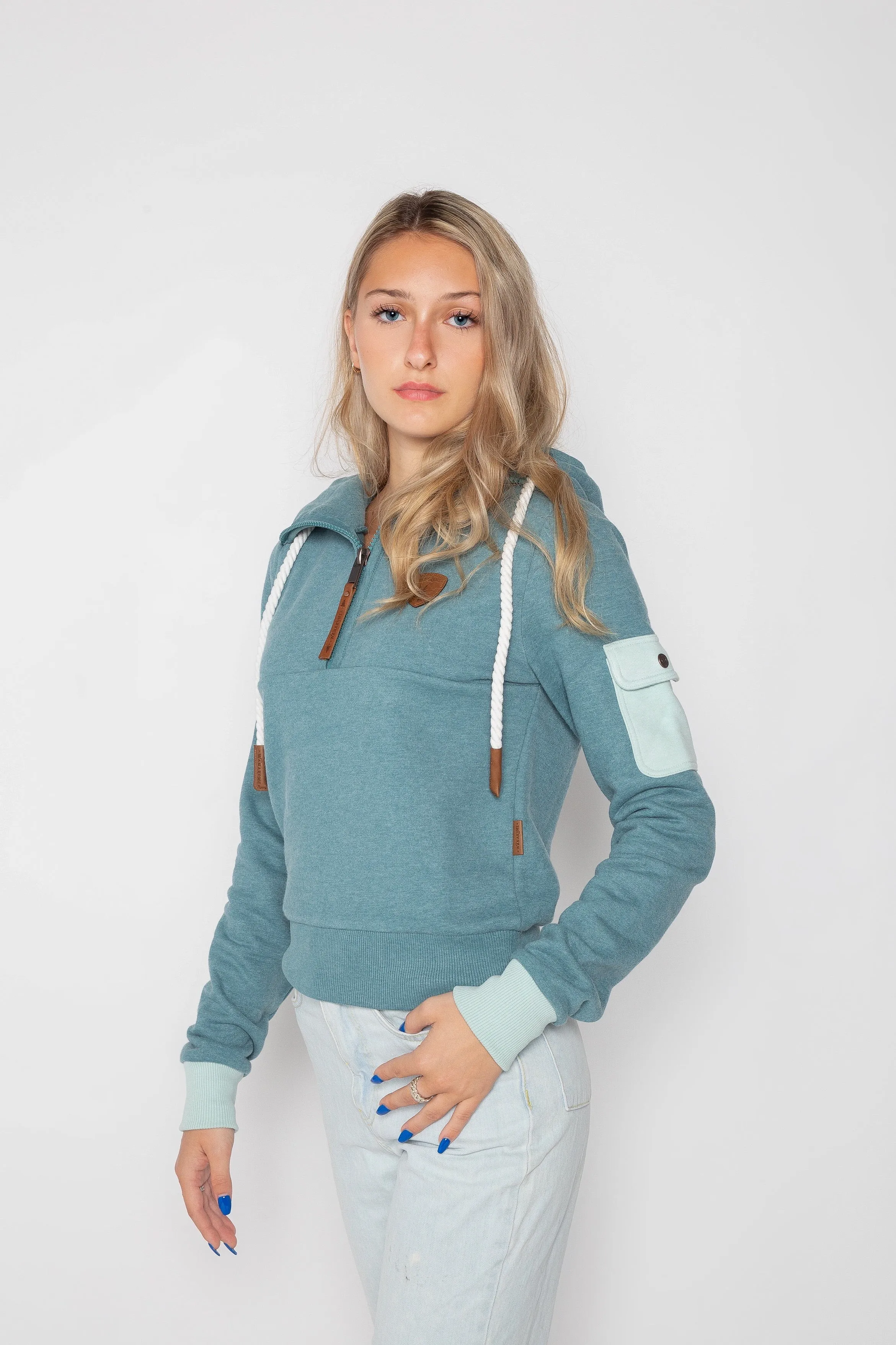 Neva Stormy Teal Half-Zip Hoodie