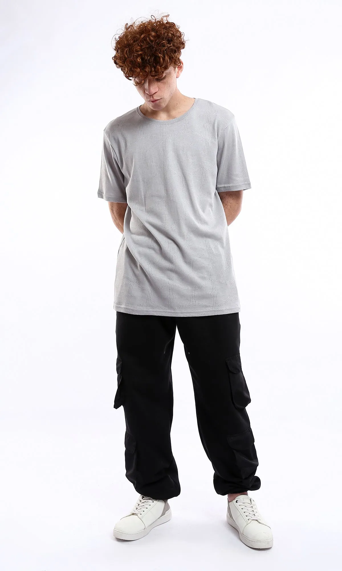 O178559 Short Sleeves Perforated Lightweight Grey Tee