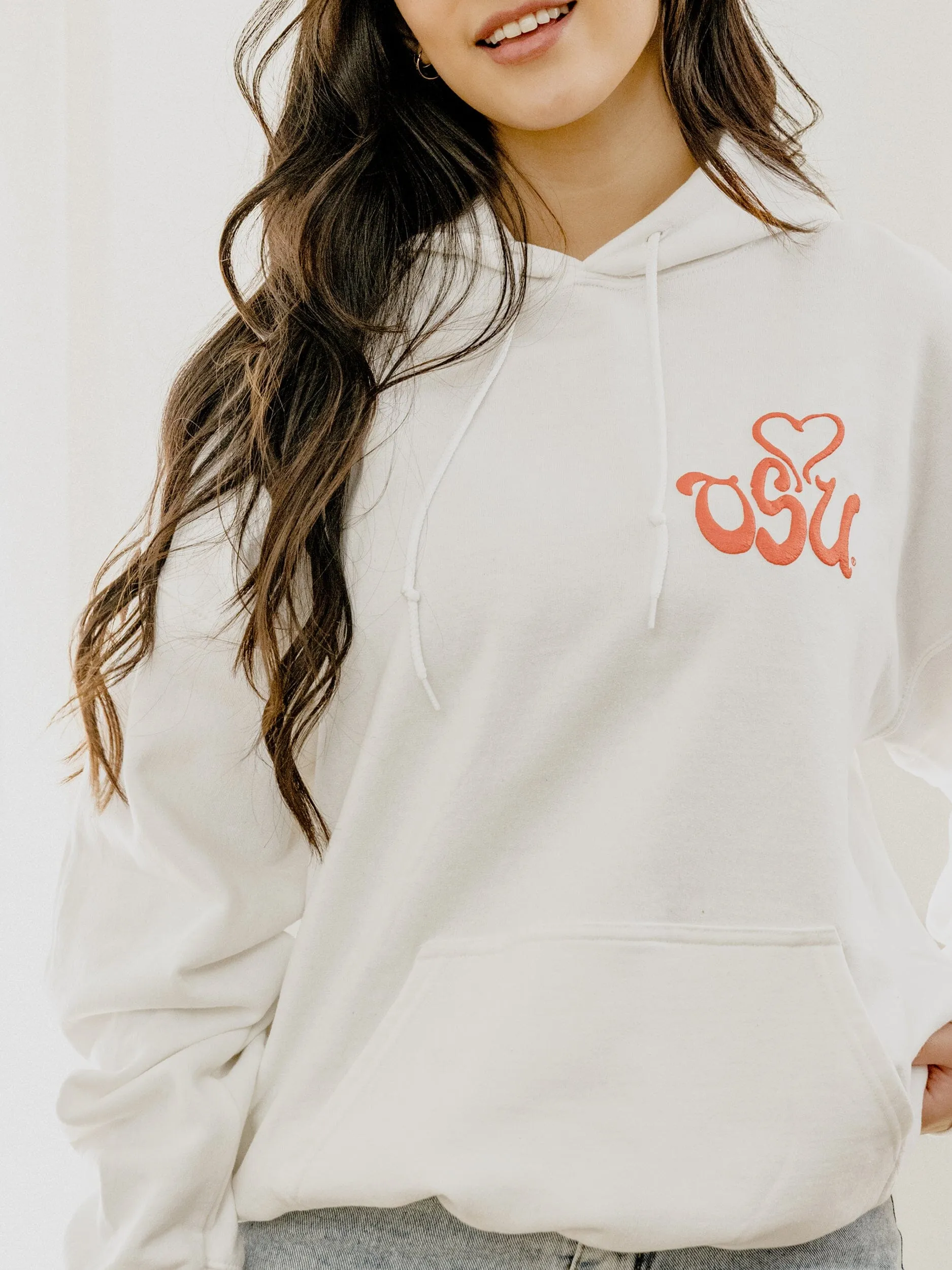 OSU Cowboys Lyric Puff Ink White Hoodie