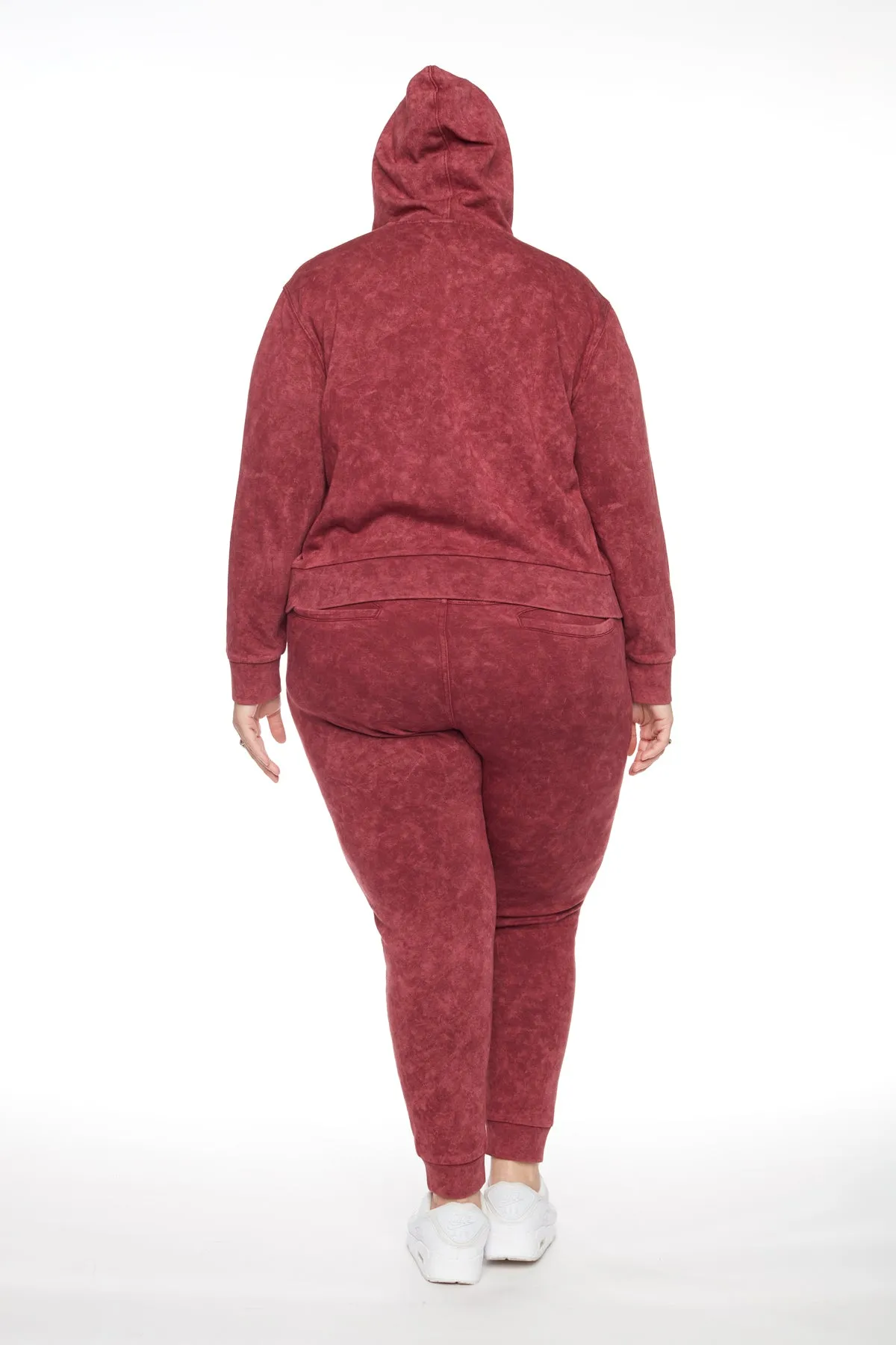 Oversized Cropped Hoodie PLUS - Burgundy