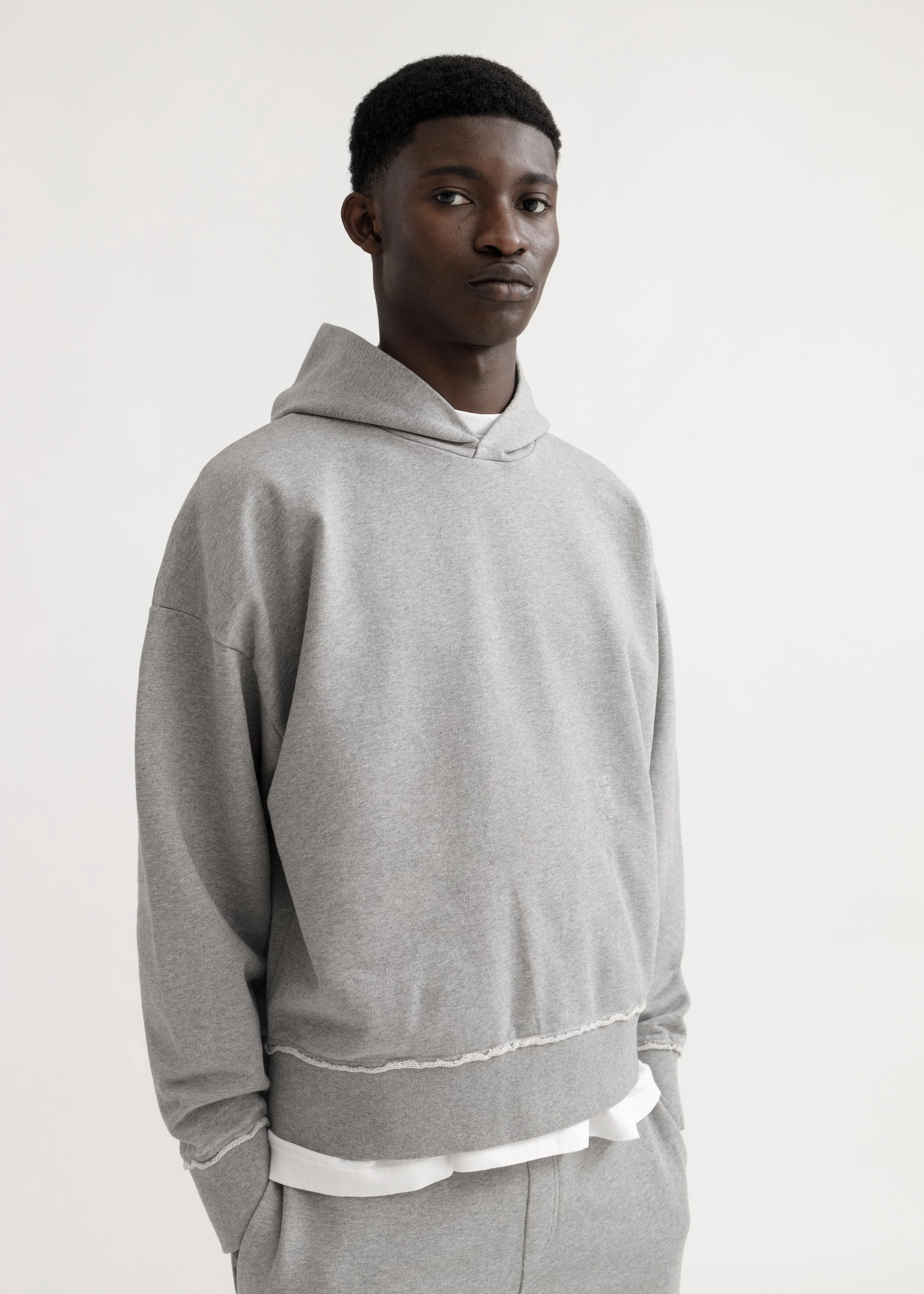 Oversized Frayed Hoodie - Grey