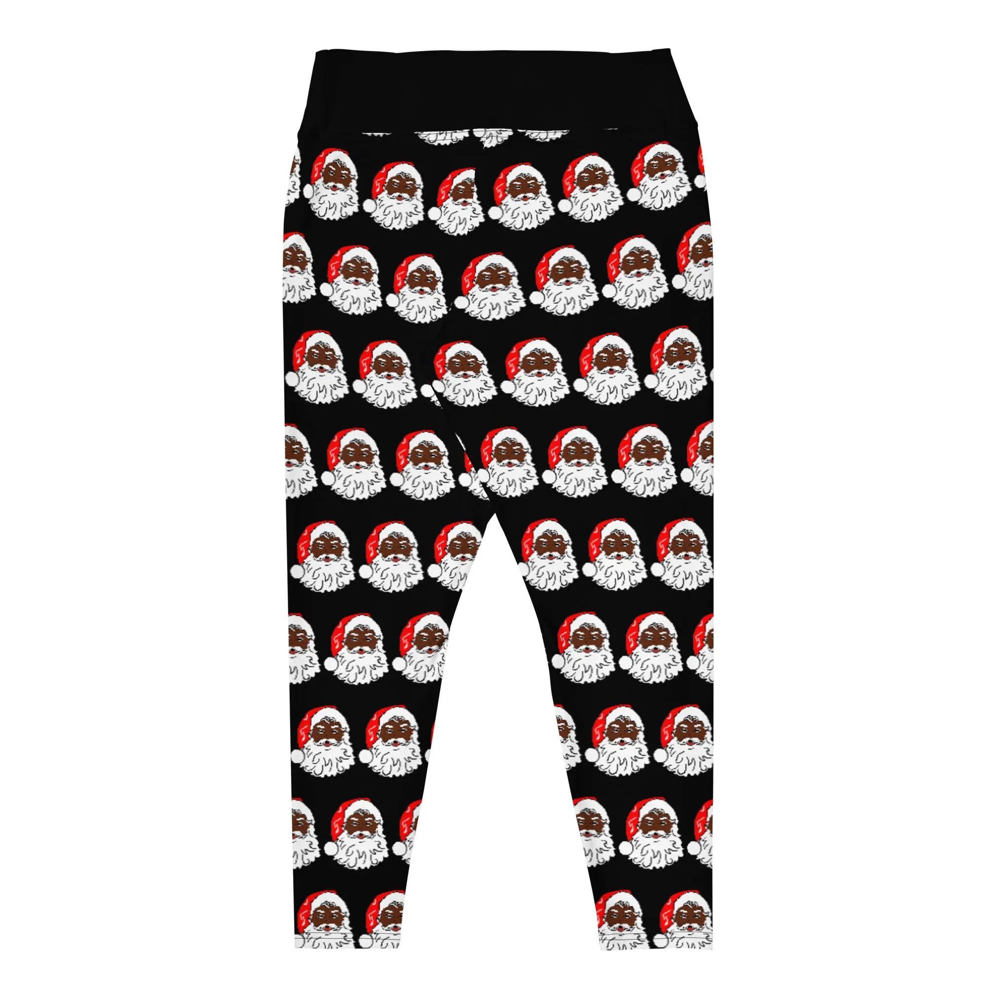 Plus Size Leggings African American Santa Black