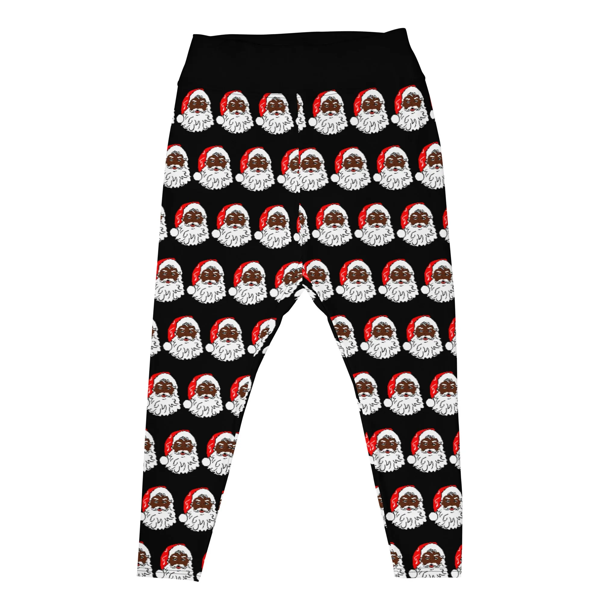 Plus Size Leggings African American Santa Black