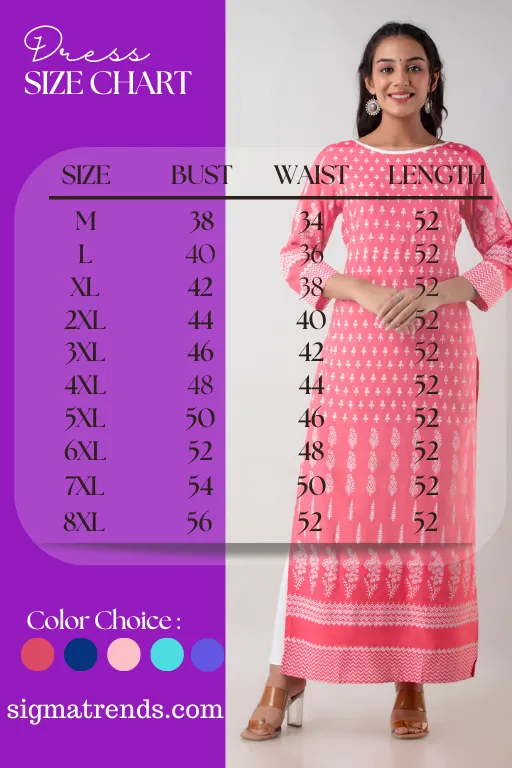 Pretty Rayon Plus Size Straight Kurti