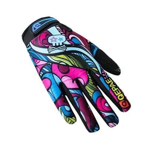 Print Cycling Gloves Bike Bicycle Sports Full Finger  Hiking Gloves Mesh GEL Winter Gloves Women