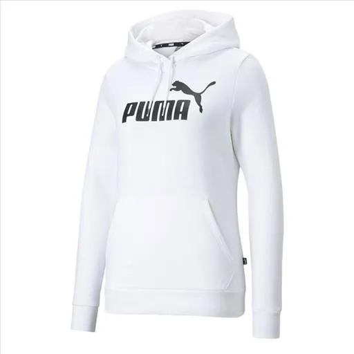 PUMA WOMEN'S ESS LOGO FLC WHITE HOODIE