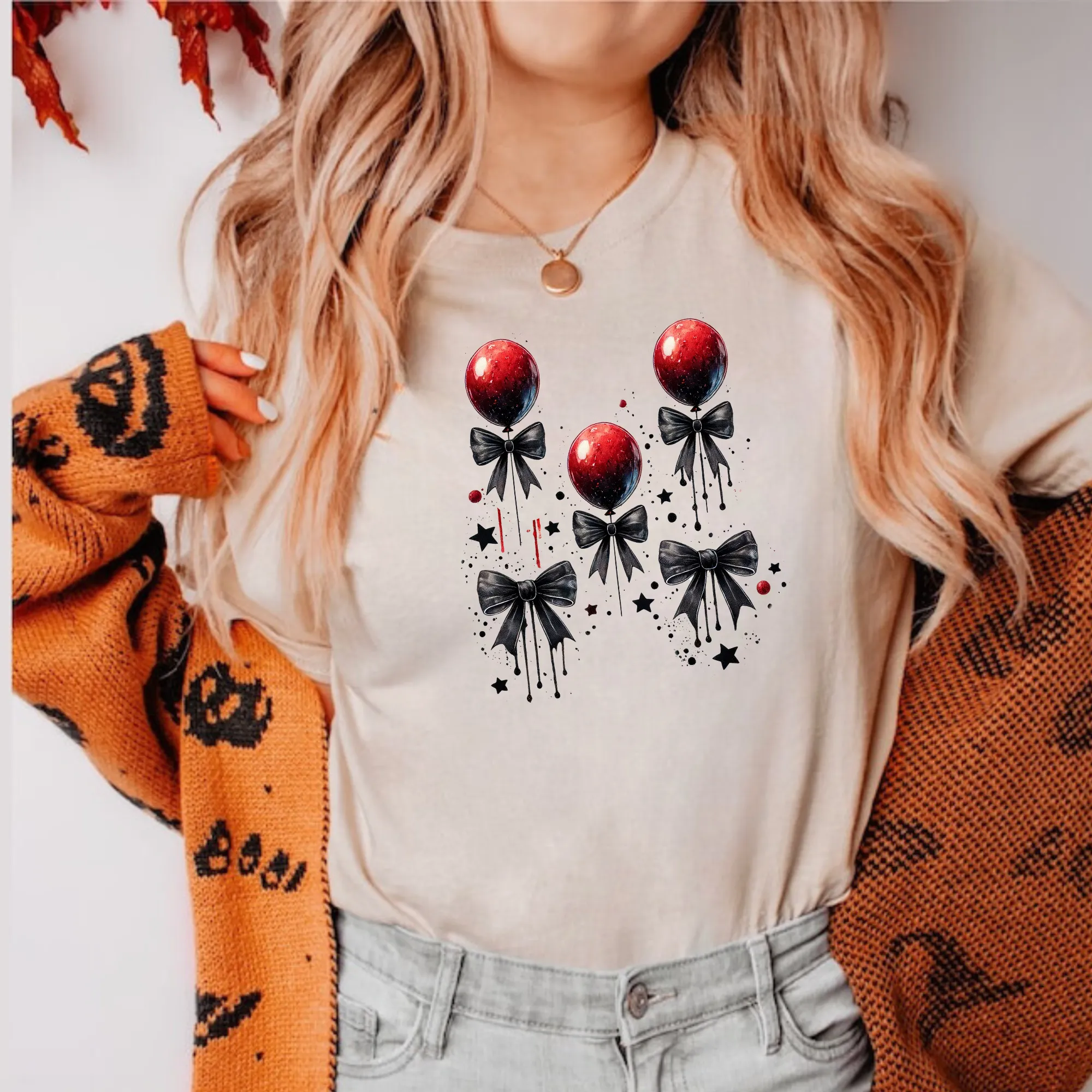 Red Horror Balloon Coquette Shirt