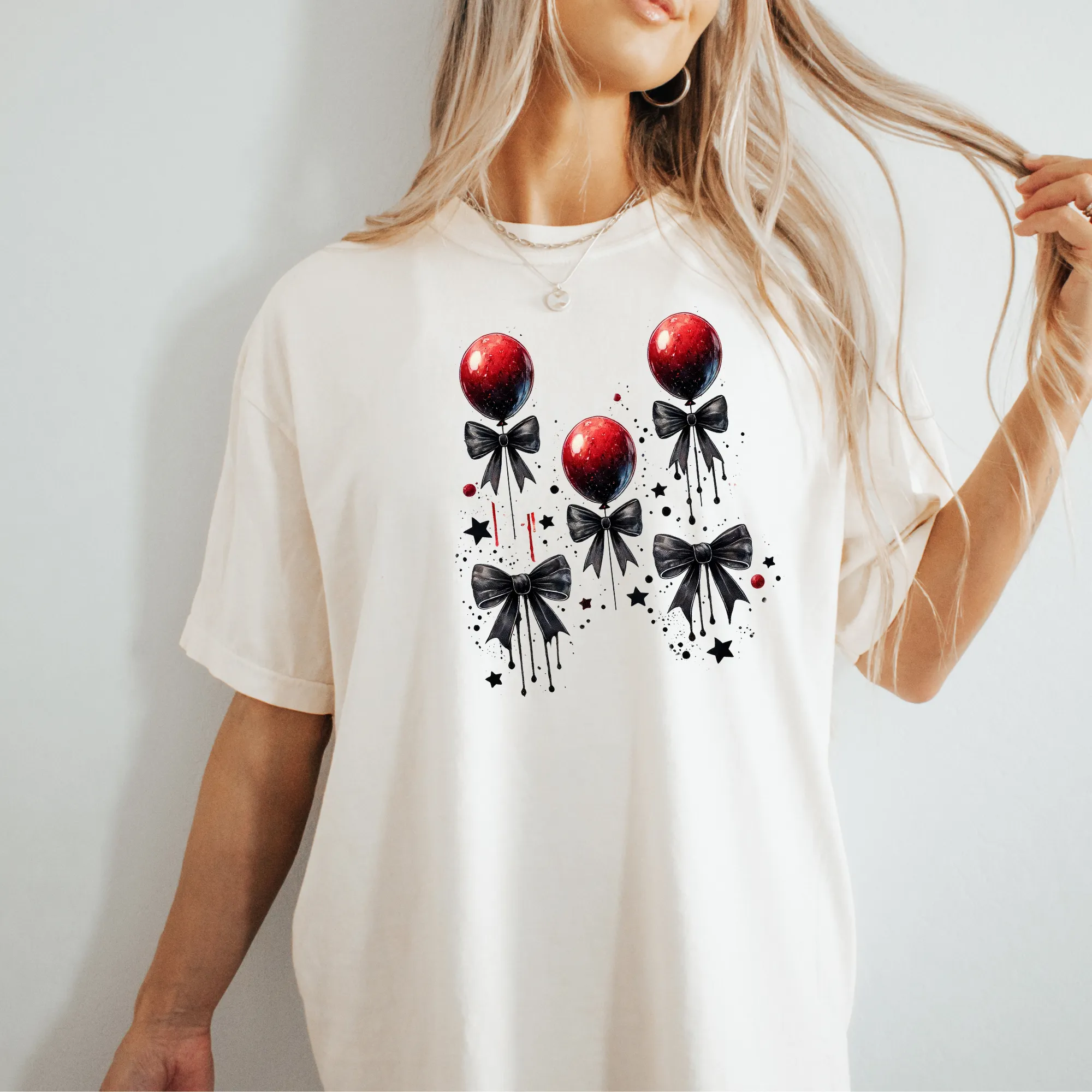 Red Horror Balloon Coquette Shirt