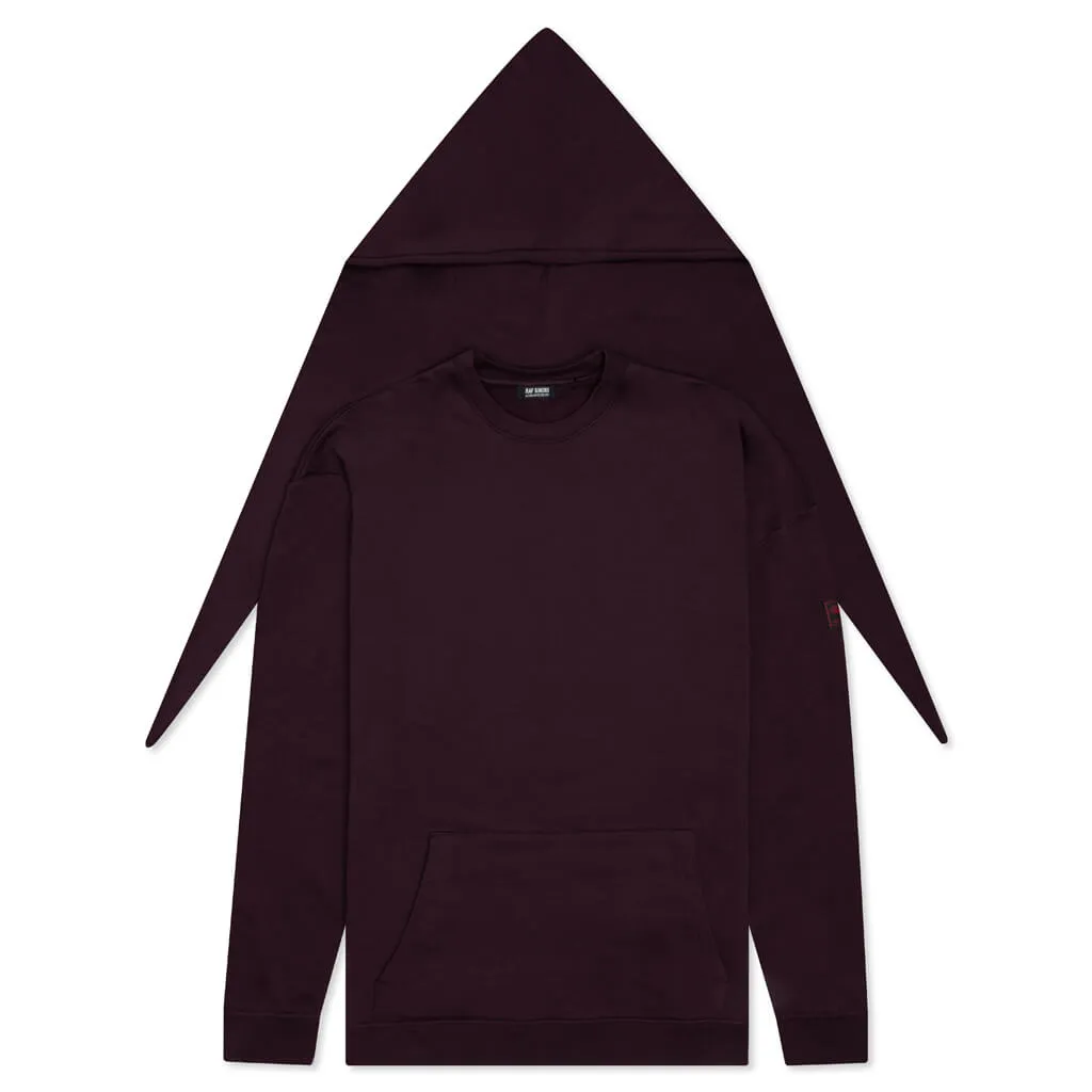 Regular Fit Hoodie with Knot Hood - Dark Aubergine