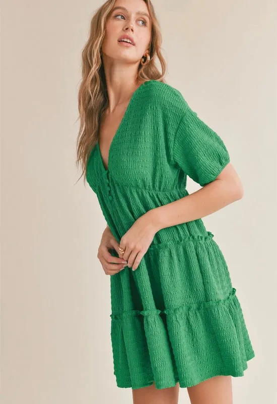 Sadie & Sage - So Fresh Tiered Mini Dress Kelly Green