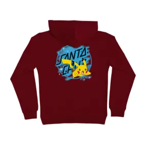 Santa Cruz X Pokémon Pikachu Spray Dot Youth Hoodie - Maroon