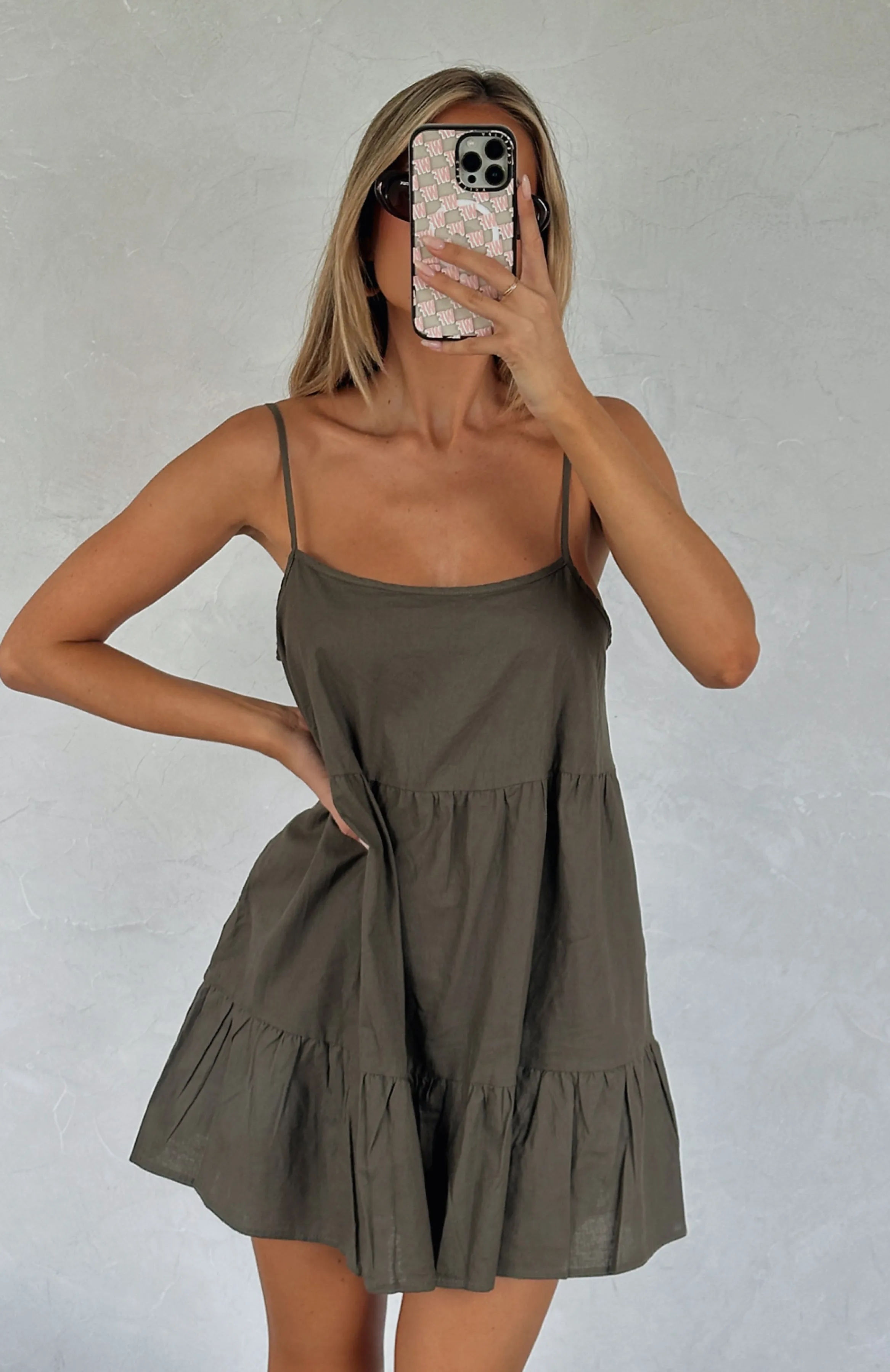 She's The Boss Mini Dress Olive