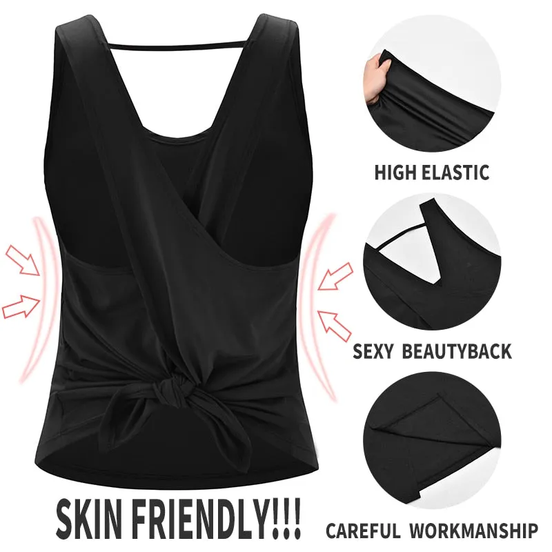 Sleeveless Backless Cross Top