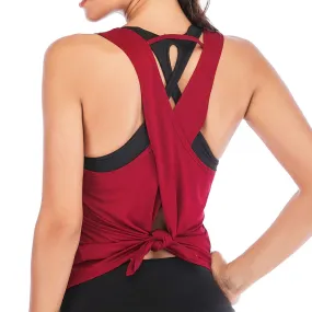 Sleeveless Backless Cross Top