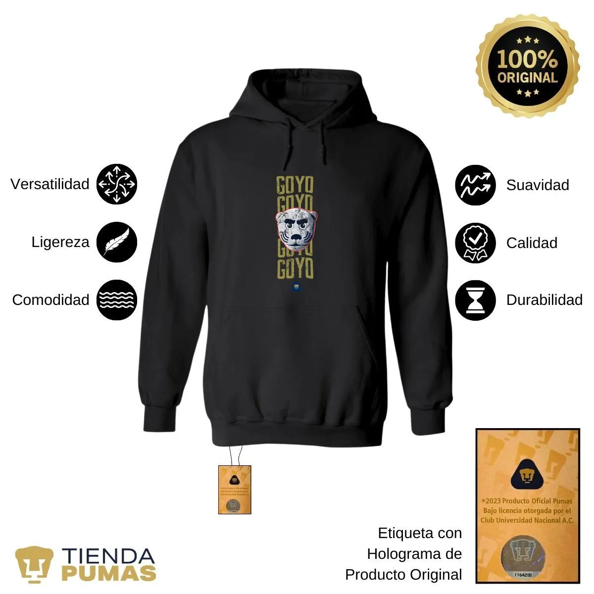 Sudadera Hombre Hoodie Pumas UNAM Goyo Goyo