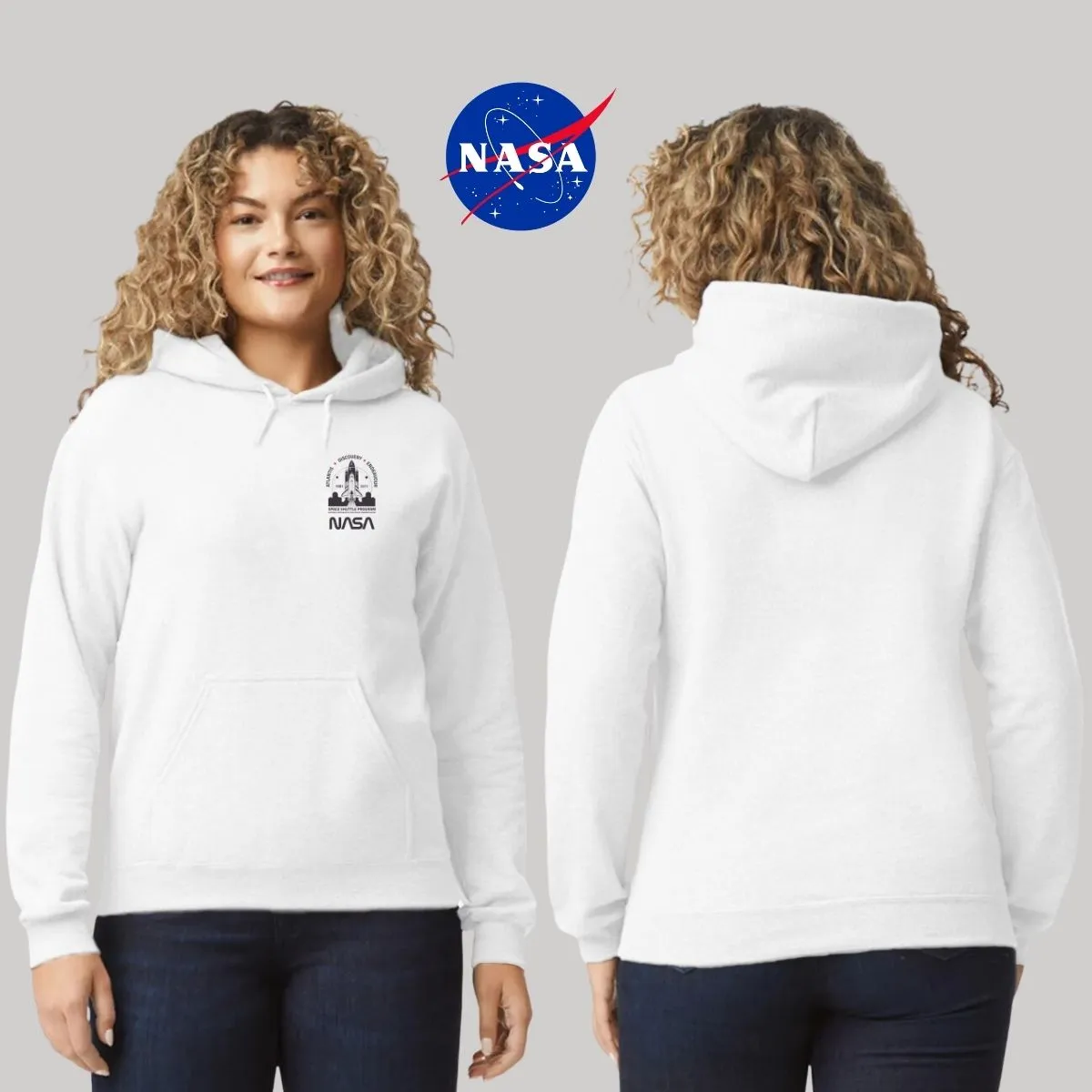 Sudadera Mujer Hoodie Nasa Cohete Espacial Escudo