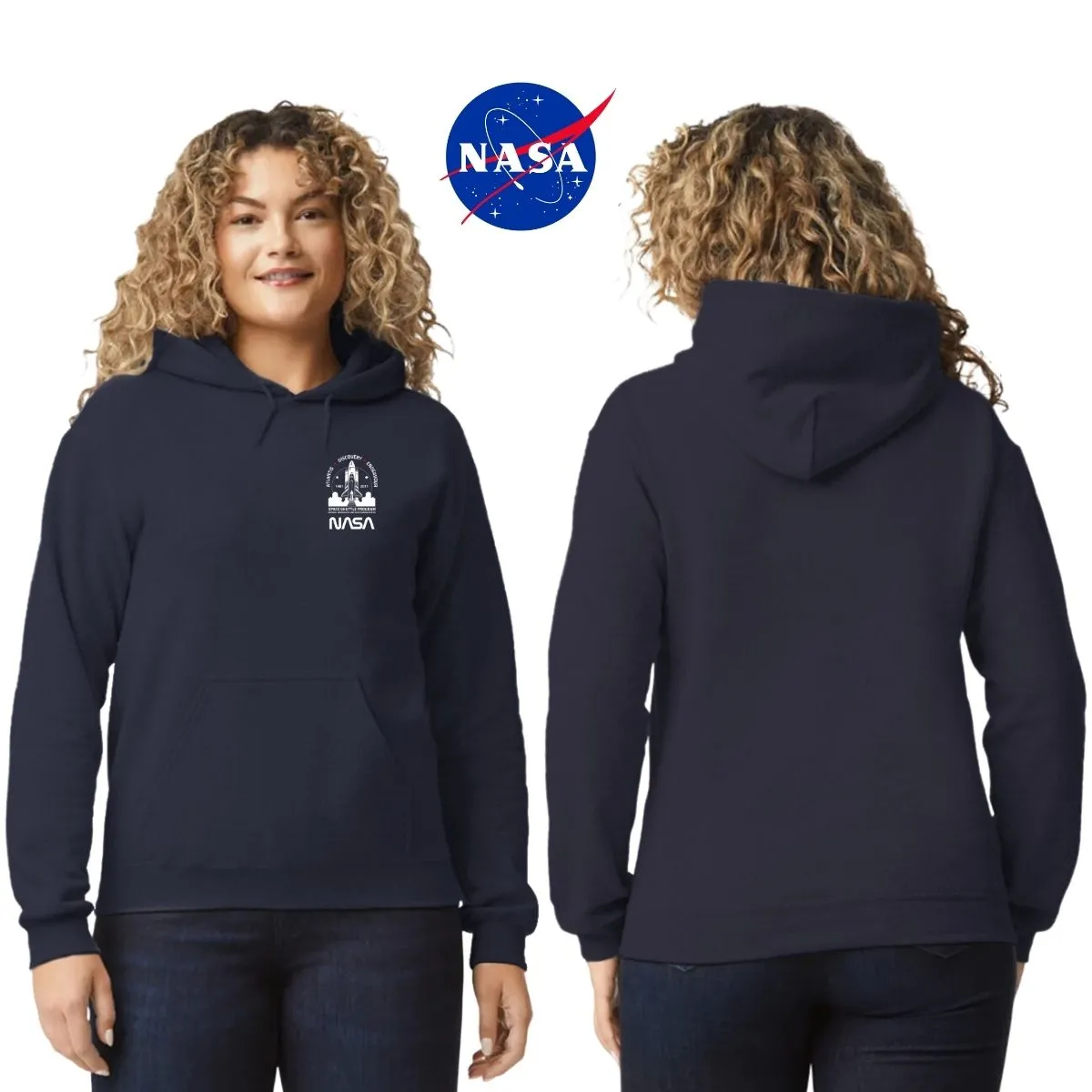 Sudadera Mujer Hoodie Nasa Cohete Espacial Escudo