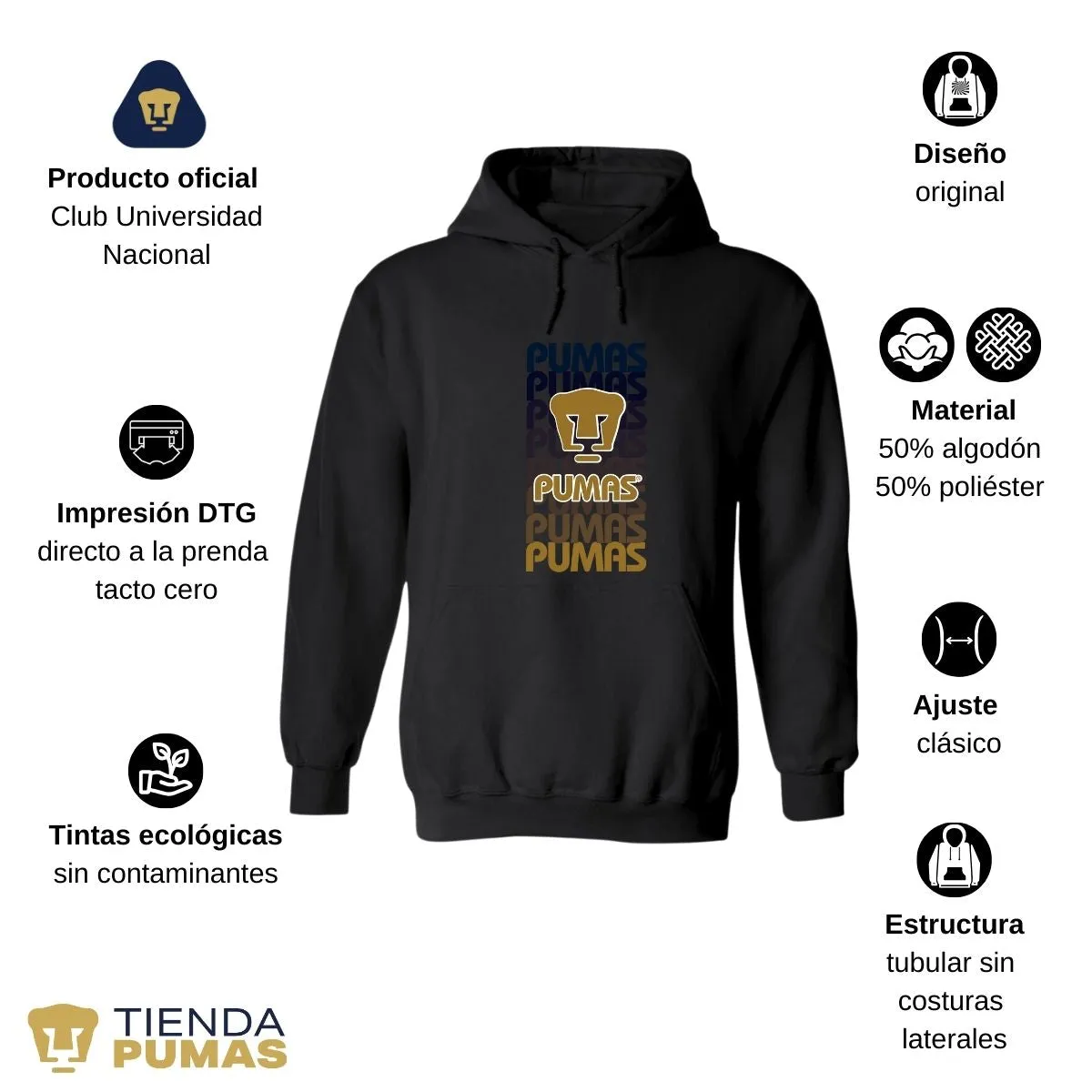 Sudadera Mujer Hoodie Pumas UNAM Degradado