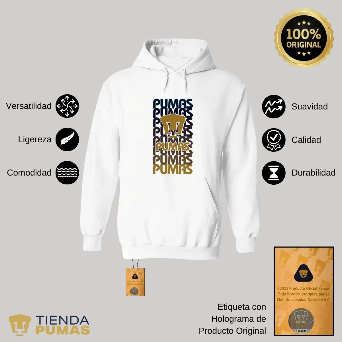 Sudadera Mujer Hoodie Pumas UNAM Degradado