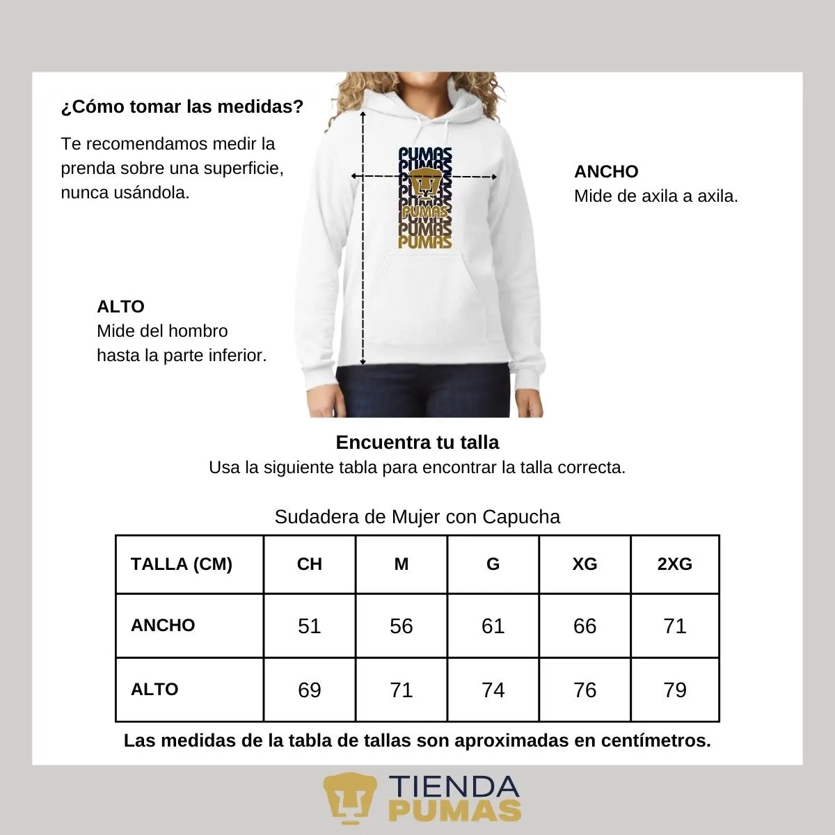 Sudadera Mujer Hoodie Pumas UNAM Degradado