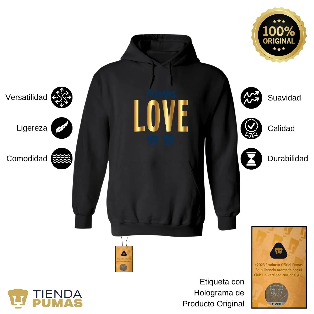 Sudadera para Hombre Hoodie Pumas UNAM Love