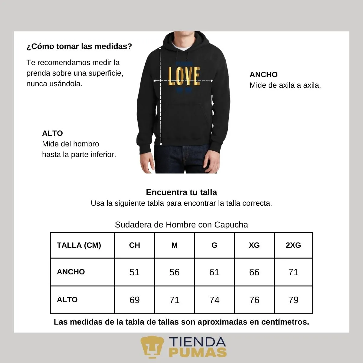 Sudadera para Hombre Hoodie Pumas UNAM Love